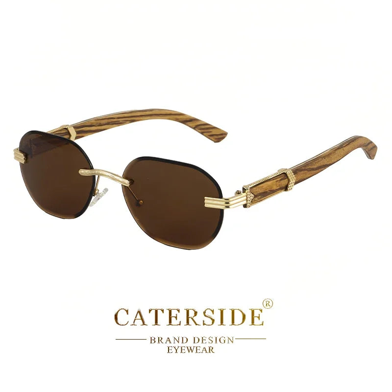 Caterside new natural solid wooden sunglasses men boundless round fashion sun glasses women party business outdoor