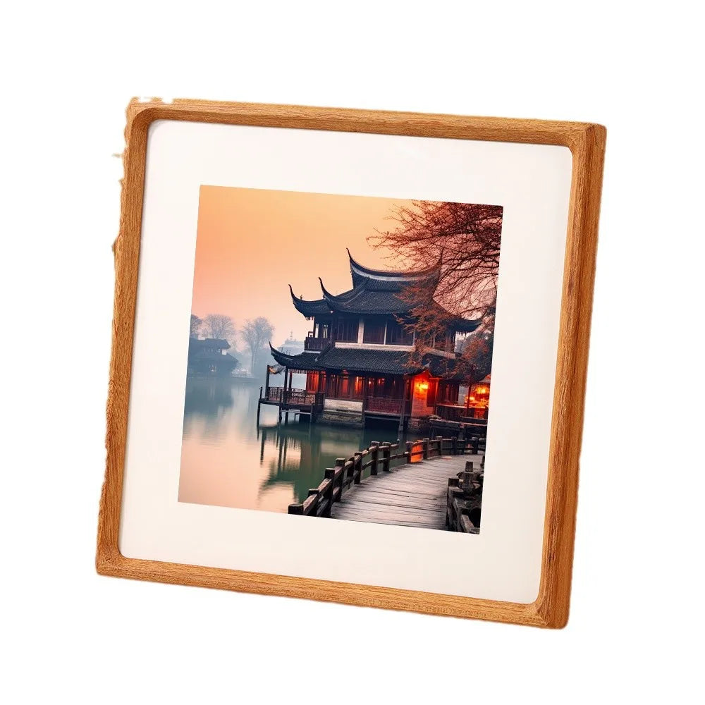 Square teakwood photo frame high-grade 10x10cm 20x20cm 25x25cm wedding picture stand for pictures home desktop decor