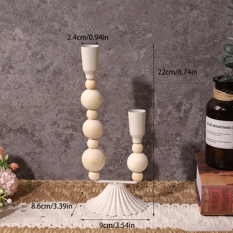 Wooden iron candle stand vintage dinner table centerpiece candlestick wedding festival home decoration photography