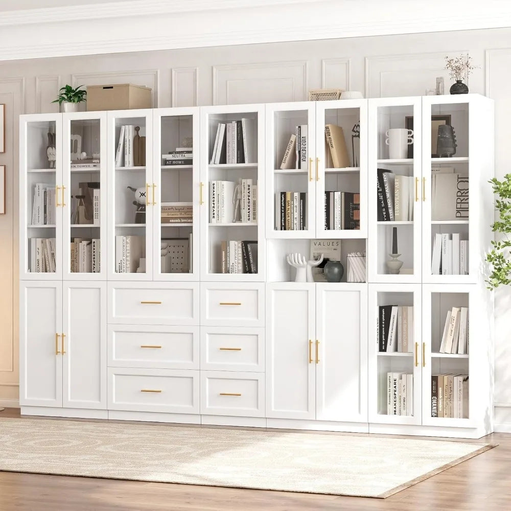 Mid century narrow bookcase adjustable 5 shelf wooden book with doors 61 inch display case cabinet slim walnut library