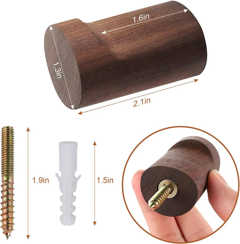 4pcs natural wooden coat hooks wall mounted handmade rustic hat entryway hangers for hanging towels clothes bags