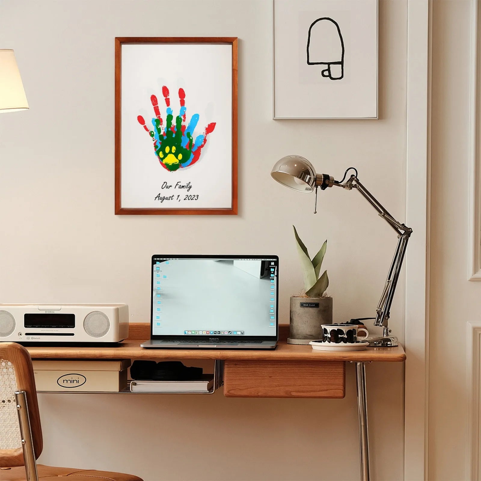 Clear family handprint kit diy handmade keepsake wooden frame with 6 paints pen eraser paintbrush baby gift