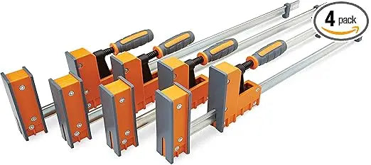 Bora 4 piece parallel clamps for woodworking pack 2 x 24 inch plus 31 clamp spreader set bar 11 - united states / orange