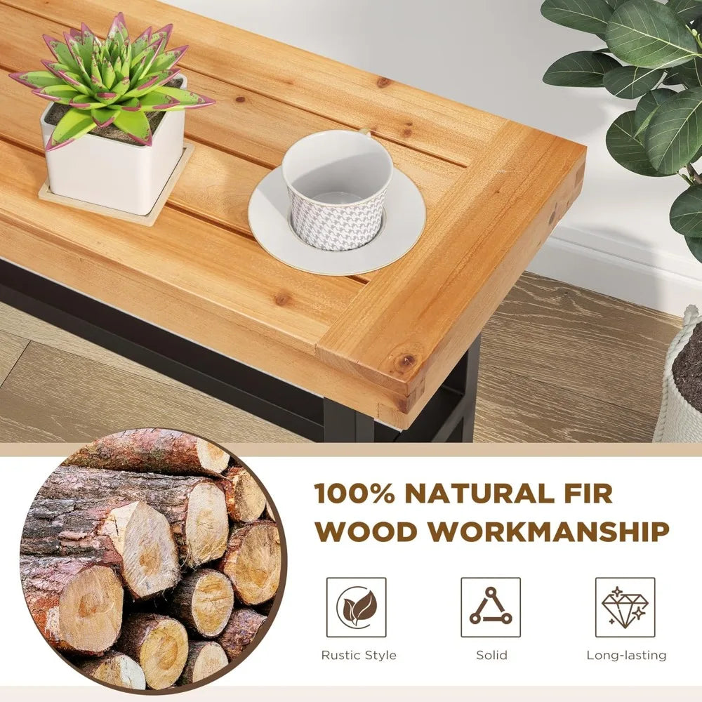 Outdoor wood benches set of 2 patio wooden picnic bench waterproof backless long garden park chair for porch balcony