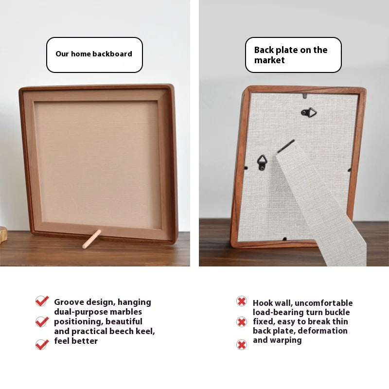 Solid walnut mortise and tenon corner round photo frame premium hardwood wedding dress picture wooden display