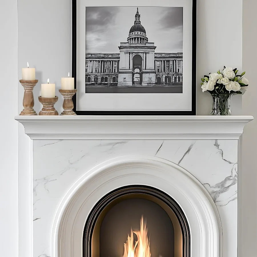 Candle holder for pillar set of 3 farmhouse wood rustic wooden stand vintage small candlesti - united states