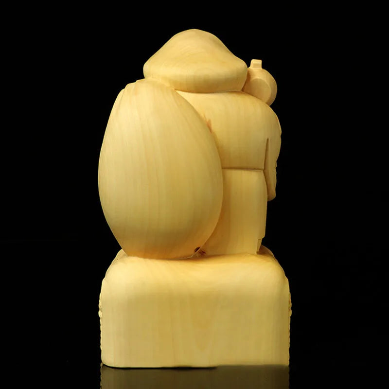 Boxwood wood carving mahakala buddha statue tibet great black god tantra god of wealth sculpture home decoration