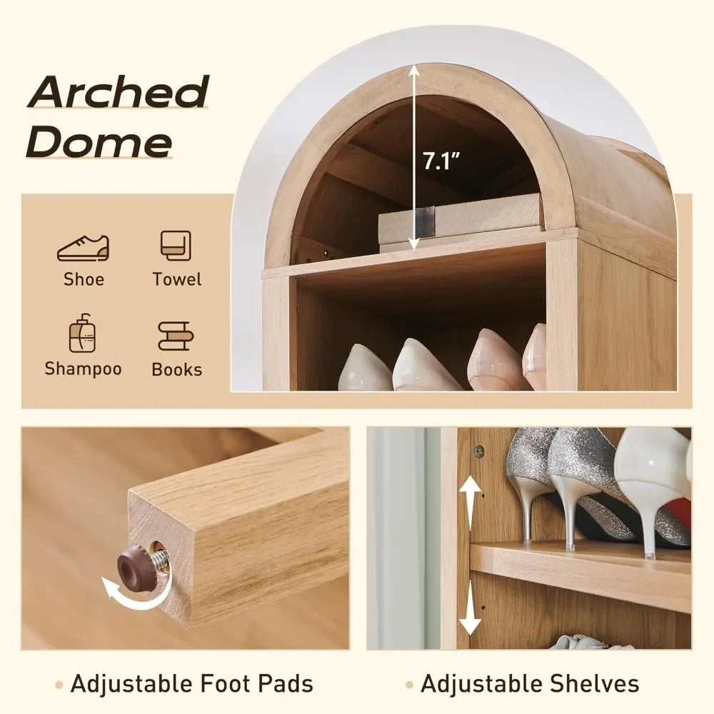 71’’ tall arched bookshelf 8 tiers arch bookcase with storage modern farmhouse book shelf adjustable shelves wood