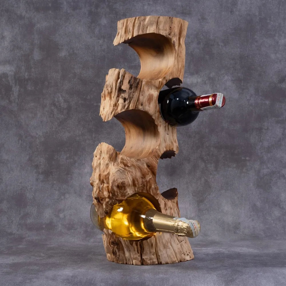 Wooden wine rack – unique bottle made from natural wood freestanding for floor or countertop deco - united states