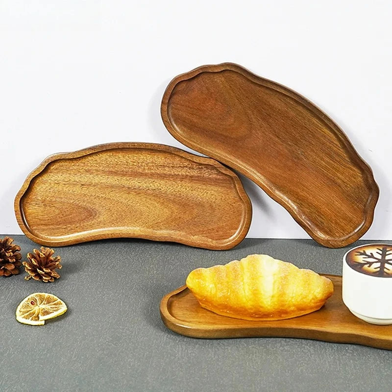 Premium japanese style wooden serving tray set for restaurant bakery use with high temperature resistance natural solid