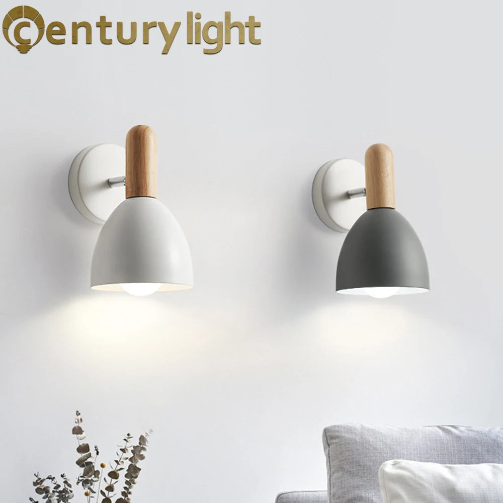Wooden wall lights bedside lamp bedroom light sconce for kitchen restaurant modern nordic e27 home decor