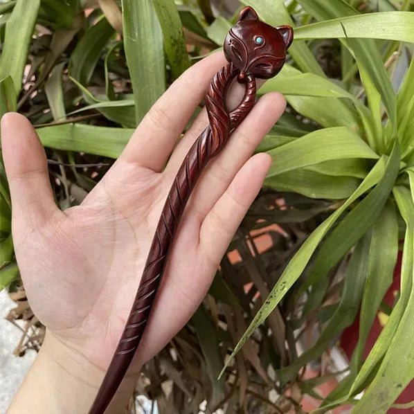 Chinese retro style peach wood handmade carved hairpin hollow out hair stick women styling tools accessories - united