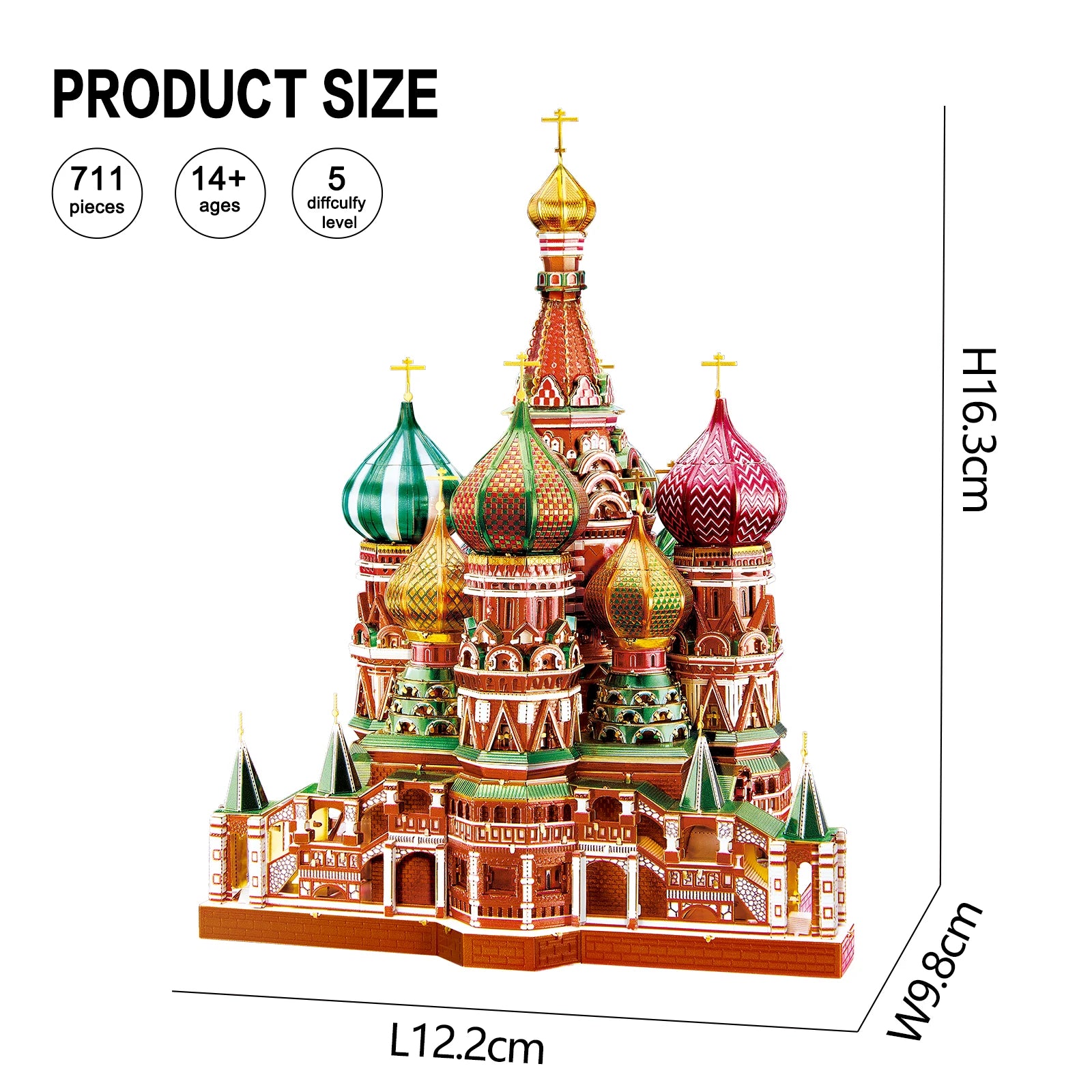 Piececool 3d metal puzzle saint basil’s cathedral model building kits jigsaw teen diy toys