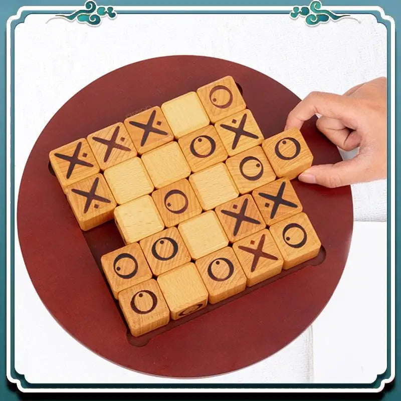 Reliable xo chess board wooden mini tic-tac-toe game desktop board-games interactive educational montessori-toys
