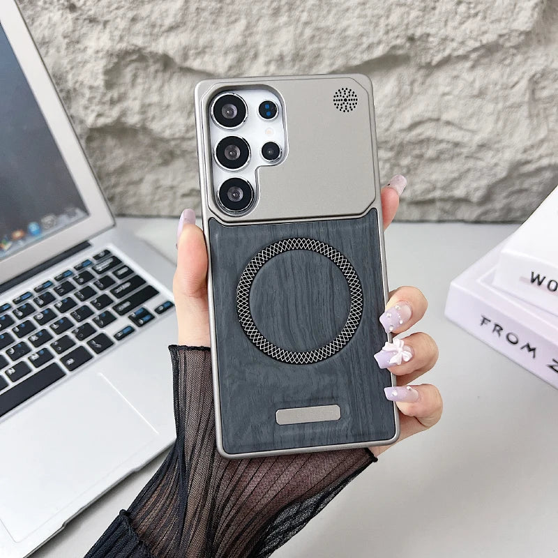 For magsafe magnetic luxury solid color wood grain not bordered aromatherapy phone case samsung s25 ultra s23 s24