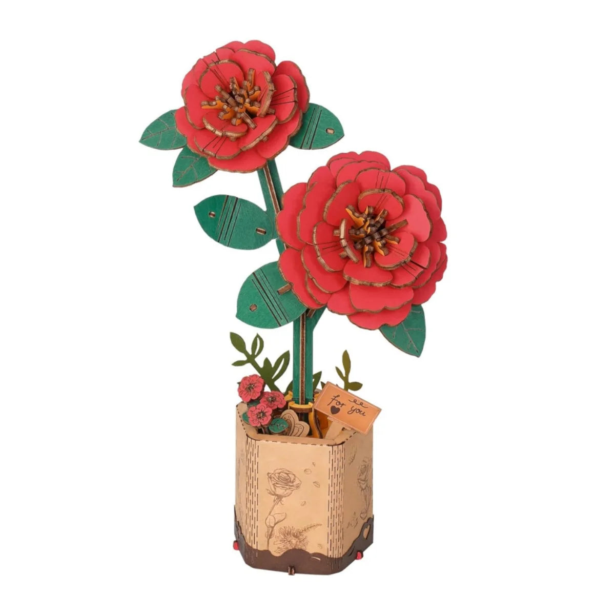 Robotime 3d wooden puzzle flowers bouquet bloom craft model kits eternal romantic gift for birthday mother’s day