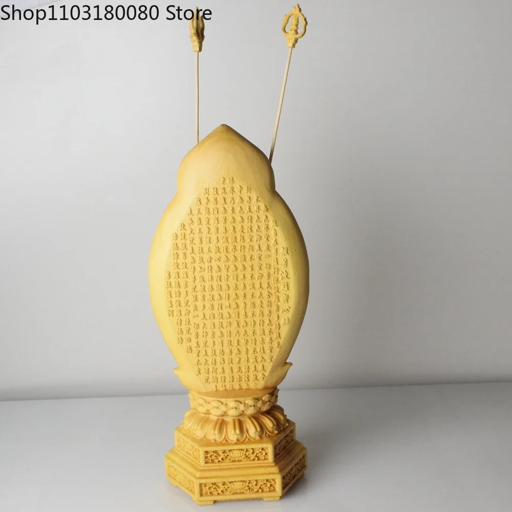 20cm boxwood carving heart sutra thousand-hand kwan-yin guanyin buddha statue large size wooden - h20cm - religious