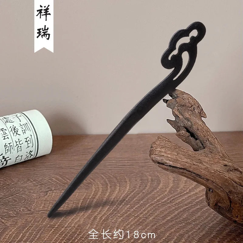Vintage wooden hair clip black easy to twist hairpin ethnic clothing hanfu accessories girl - 19