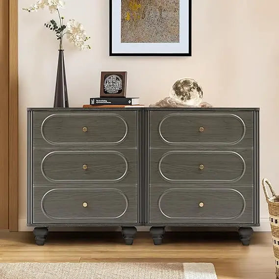 3 drawer fluted dresser for bedroom mid century modern chest of drawers wood storage small organizer livi - 2 set grey