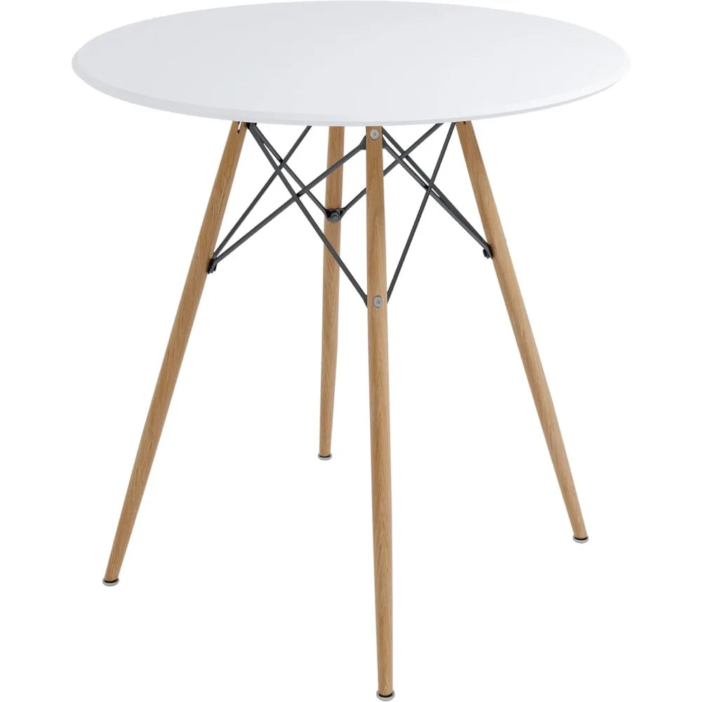 31 inch round dining table – small mid-century modern kitchen for 2-4 people made with real beech wood legs whit