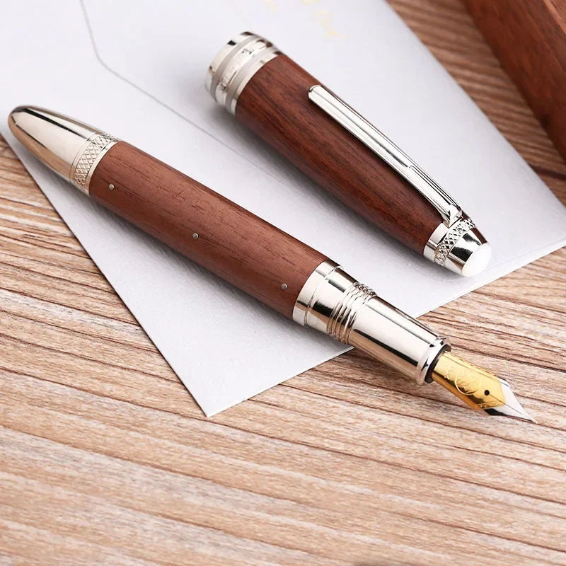 Handmade majohn m1000 wood fountain pen bock/18k nib rivet pearl top office school supplies stationery writing business
