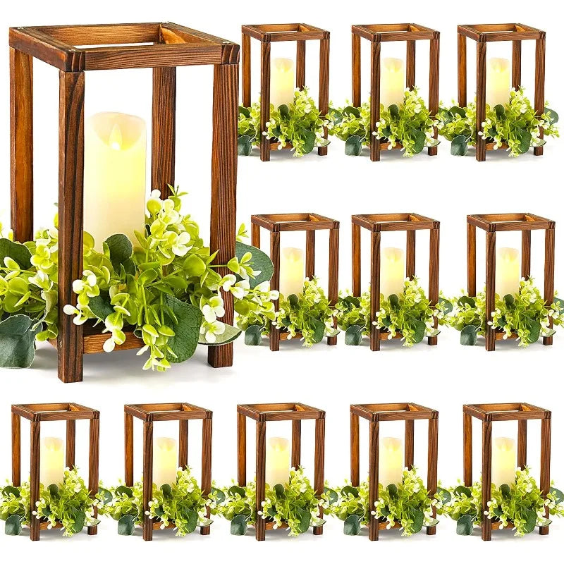 12 set wooden wedding lantern centerpiece candle holder for farmhouse table fireplace perfect t - united states