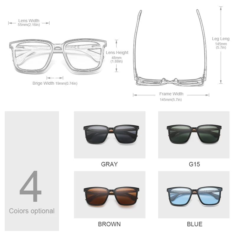 Oi wood men women square sunglasses wooden eyeglasses polarized blue lenses mens glasses luxury eyewear