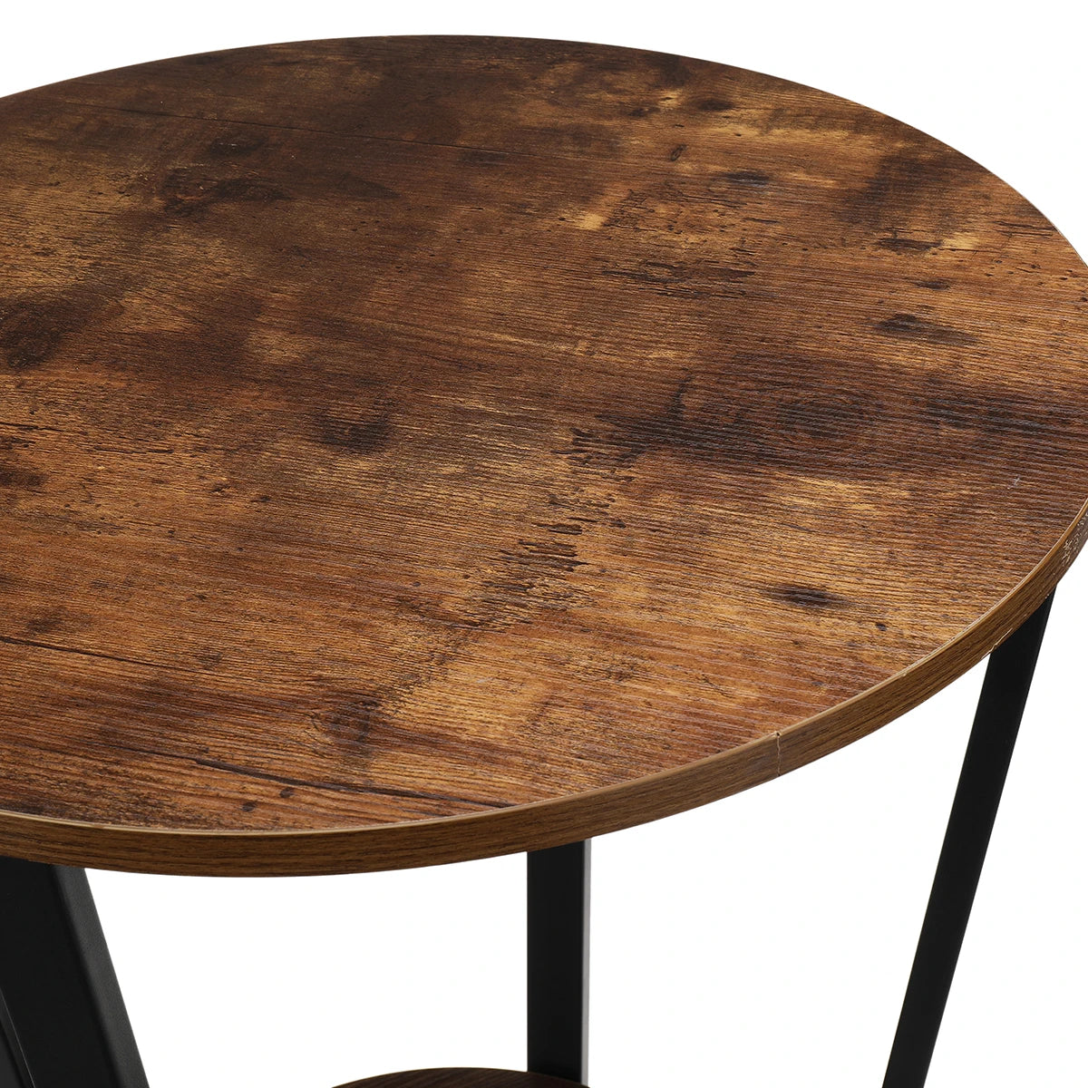 Round end tables small side table walnut color metal frame black tall storage for bed room coffee tea - united states