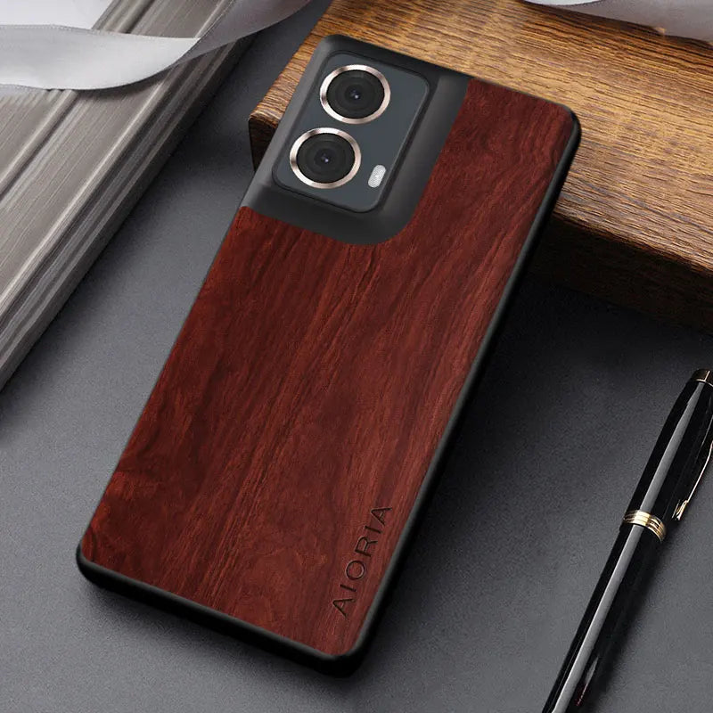 Case for motorola moto g86 g85 g56 g55 g45 g35 g05 e15 g15 power funda wooden pattern pu leather fashion phone case