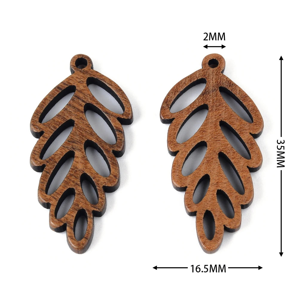 6pc/lot fish/flower shape wood pendant resin plate pendants jewelry accessory handmade connector diy earring component