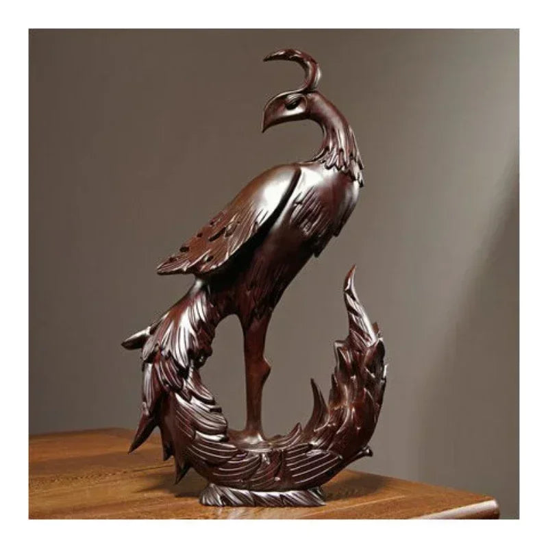 1 pcs solid wood carving crafts living room bedroom study display rack home decoration simulate phoenix shape