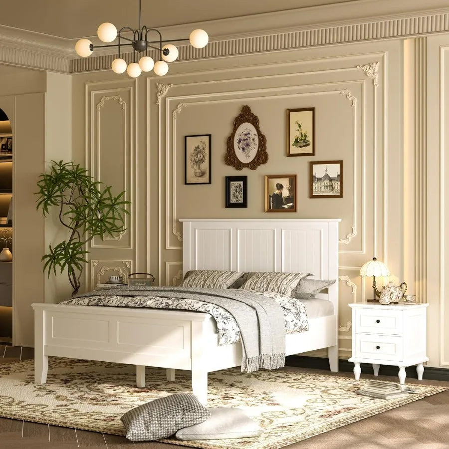 Antique style wood headboard queen size modern with vintage frame bedroom furniture white - united states