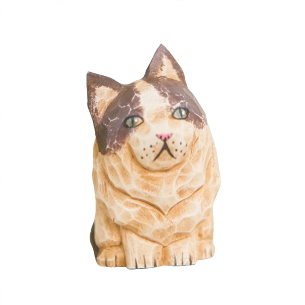 Handcrafted wood carving home decorations decoraciones para el hogar desk accessories room decor handmade vintage cat