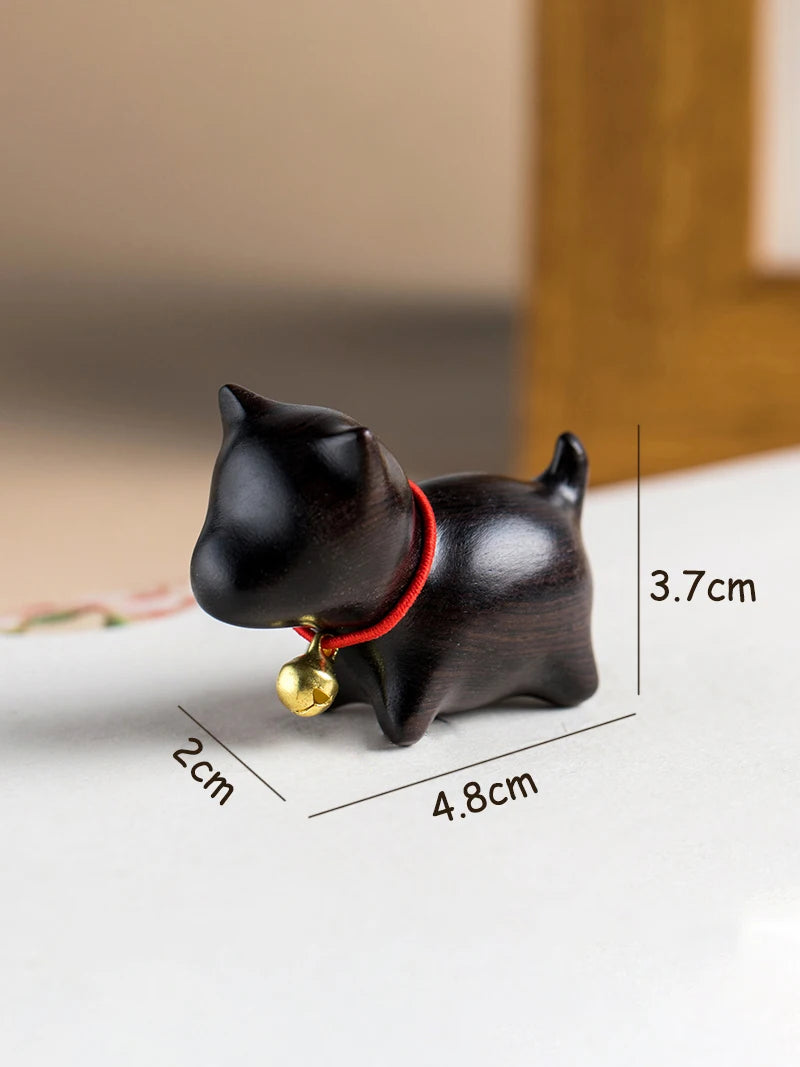 Mini natural wood cat dog miniatures hand-carved wooden puppy kitty figures room decor home decoration accessories - d2