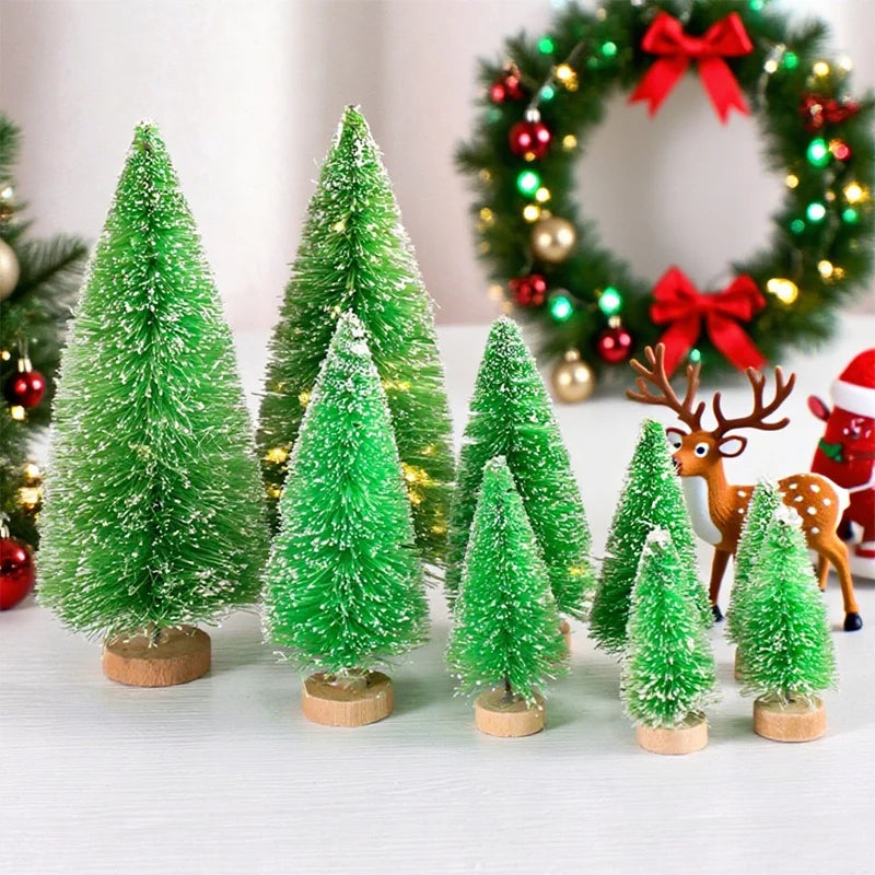 8/12pcs mini wooden christmas trees artificial tree for xmas tabletop ornaments decorations 2025 navidad
