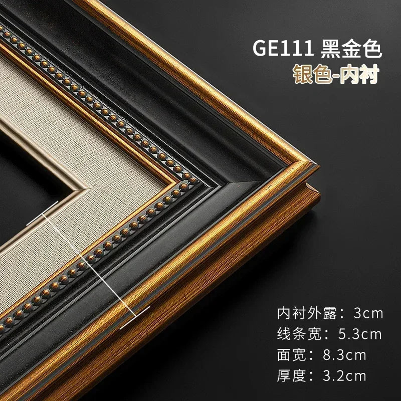Wooden picture oil painting frame photo holder wall hanging shadow vintage photocard personalized gift gold room decor