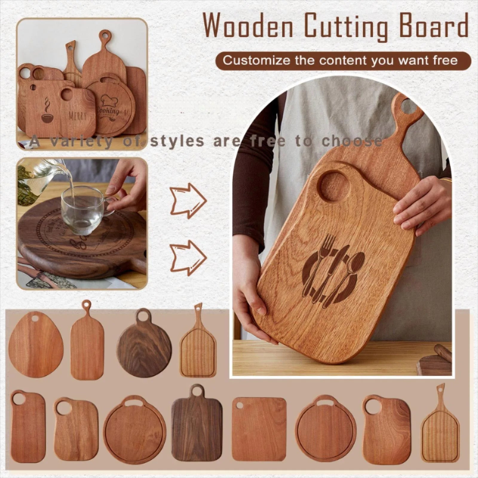Carved wooden cutting board fruit water cup children’s dining plate steak