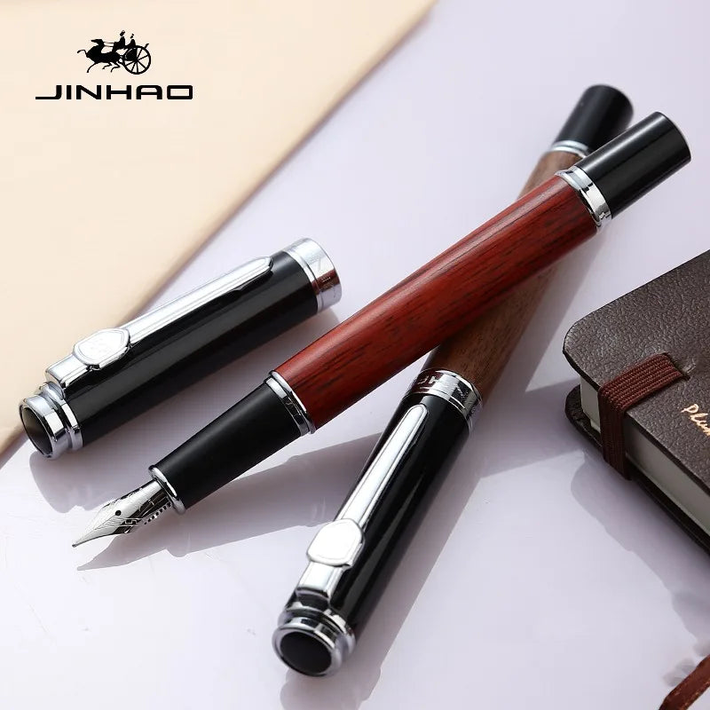 Jinhao 8802 wooden fountain pen ef/f/m nib luxury wood ink pens business gifts writing office school supplies stationery