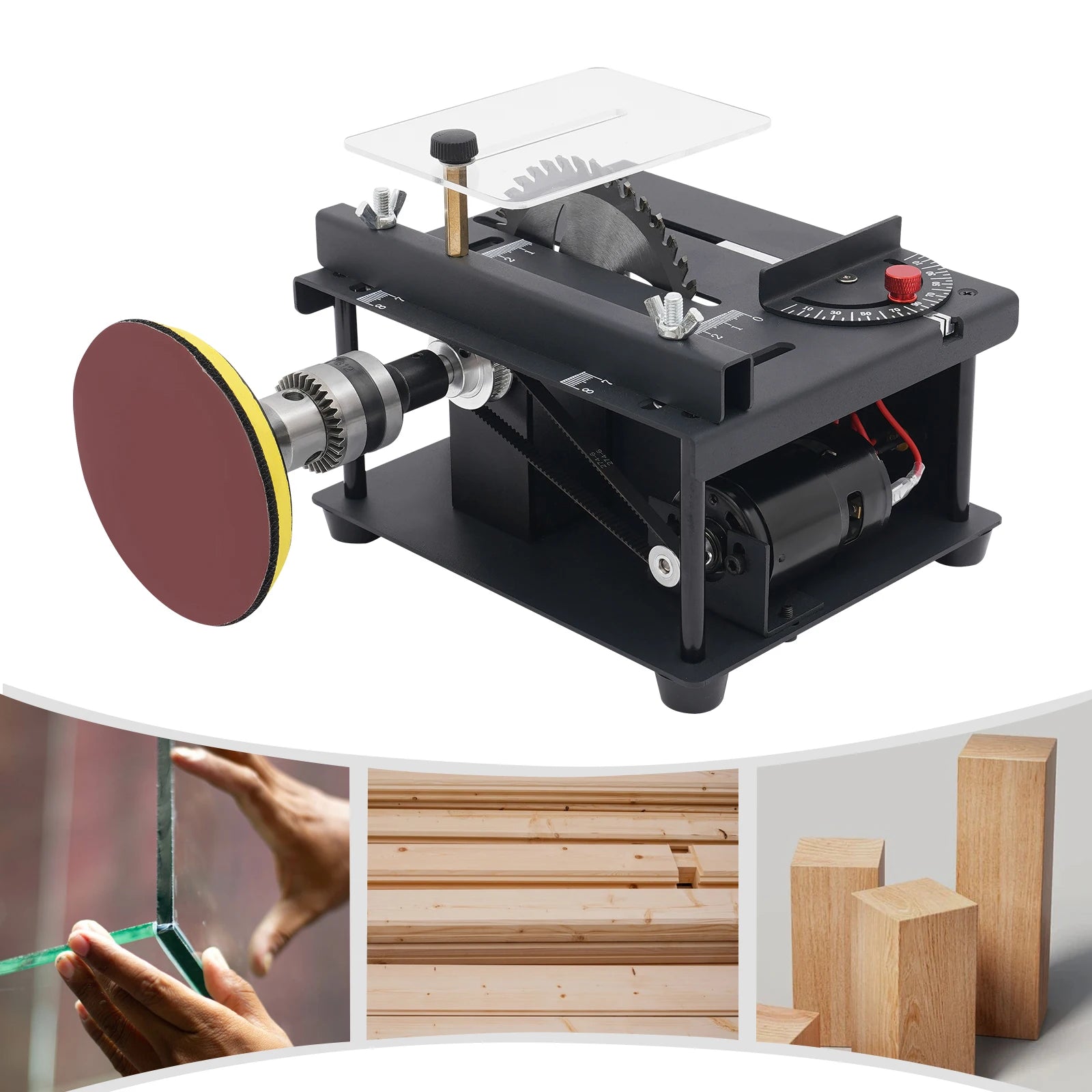 200w mini table saw for wood craft 10000rpm with angle guide & polishing disc diy model making precision cutting tool