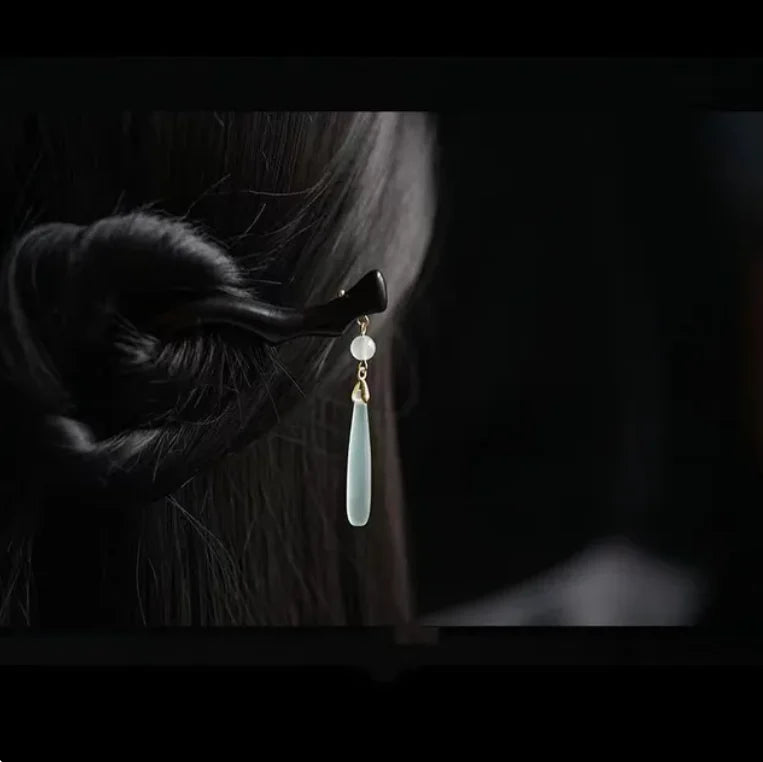 Wood tassel step shaking hairpin chopstick hair stick ancient ornament pan headdress flower styling accessories gifts