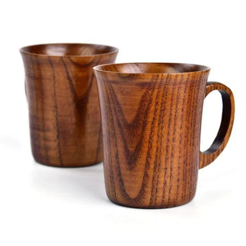 Handmade wood cup wooden coffee beer mugs breakfast milk drinkware tea home decoration - yellow