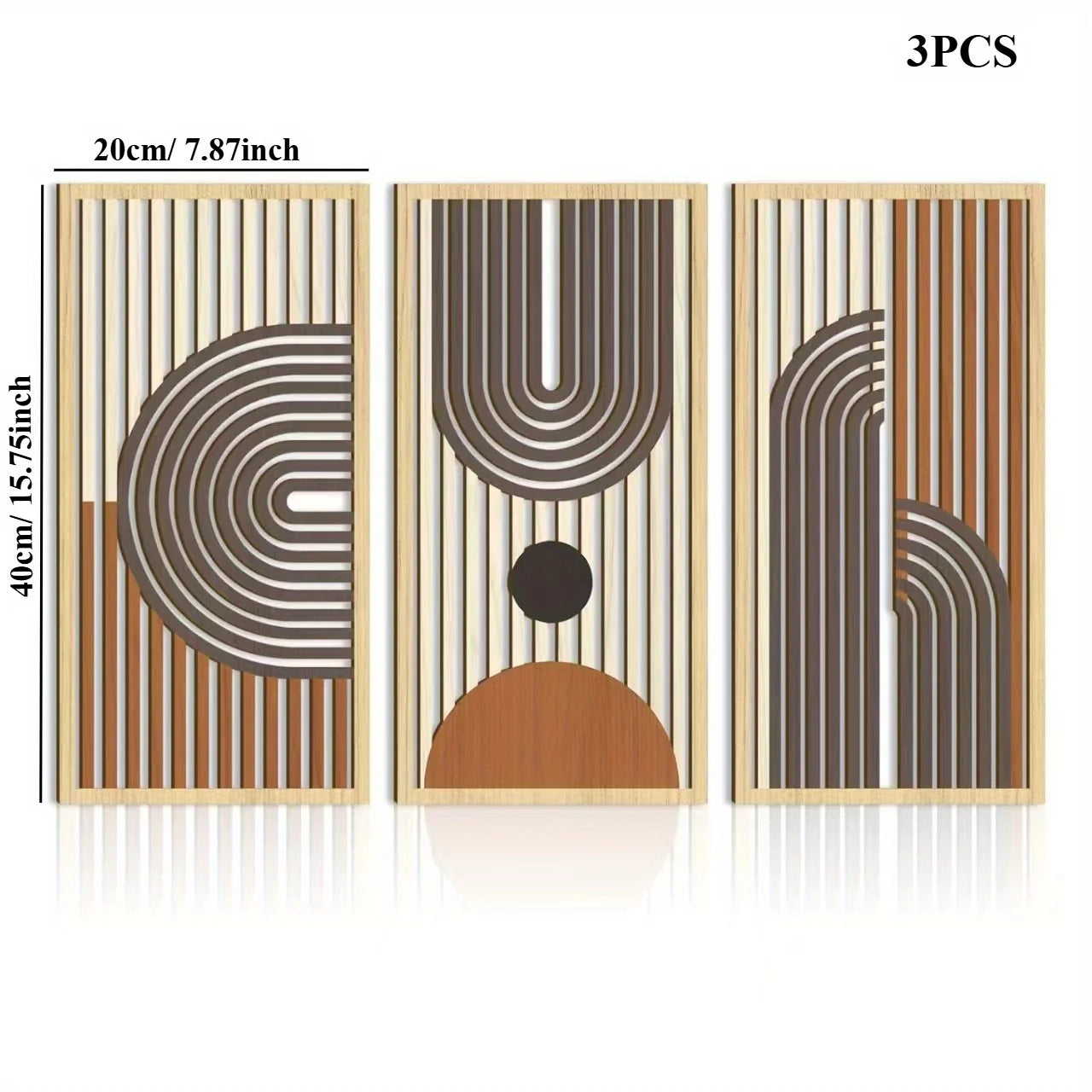3pcs modern line hollow wooden art wall decor abstract geometric sculptures for bedroom living room office
