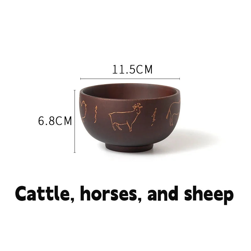 Wooden soup bowl japanese style wood rice salad food container large small for kids tableware utensils - 04