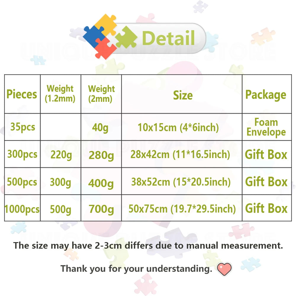 Dropshipping custom jigsaw puzzle customize your own personalized picture diy toy for kids anniversary festival best
