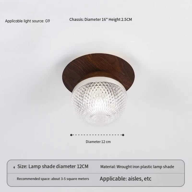 Creative wood grain ball corridor lamps glass luxury ceiling light new simple entryway balcony aisle - c1
