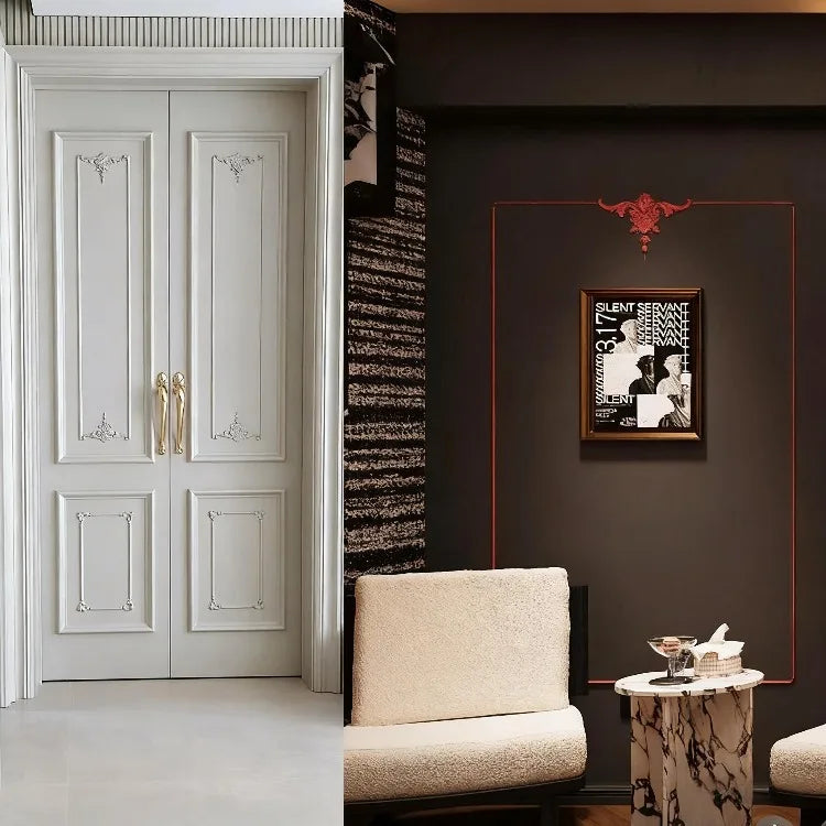 Vintage style rubber wood applique for living room cabinet easy-install onlays diy renovation upgrade furniture