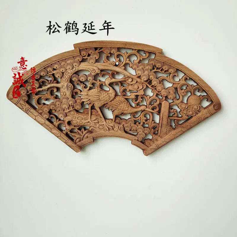 Traditional chinese woodcarving wall hanging camphor wood 3d exquisite dragon phoenix flower carving craft home