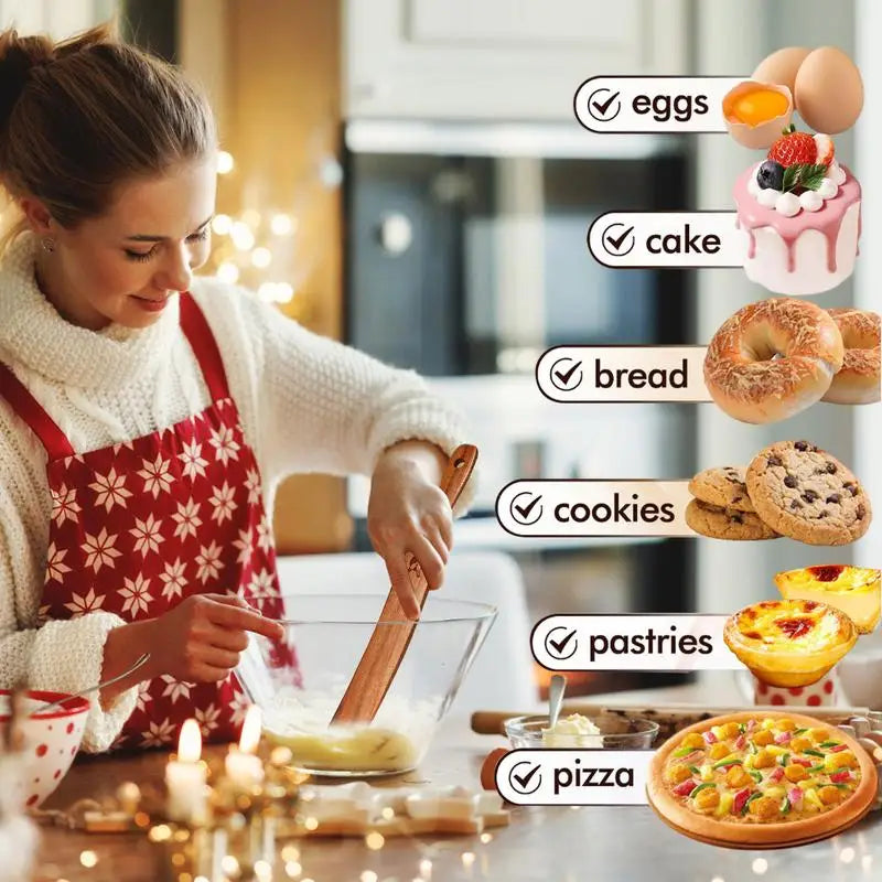 Wooden kitchen utensils set 28cm spoons cooking stirring salad mixing serving spurtles tools