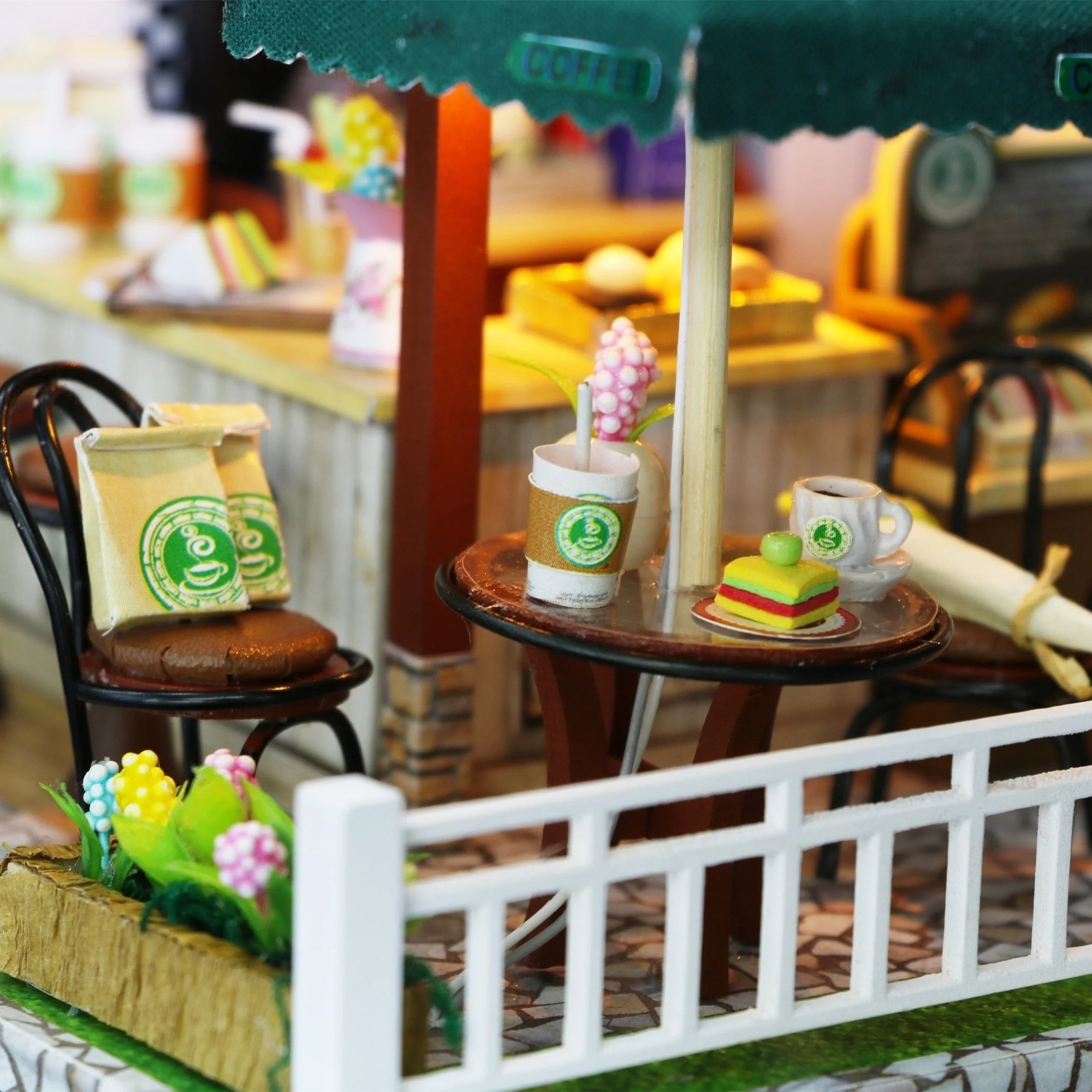 Coffee time diy miniature house creative birthday gift assembly model ornament black friday