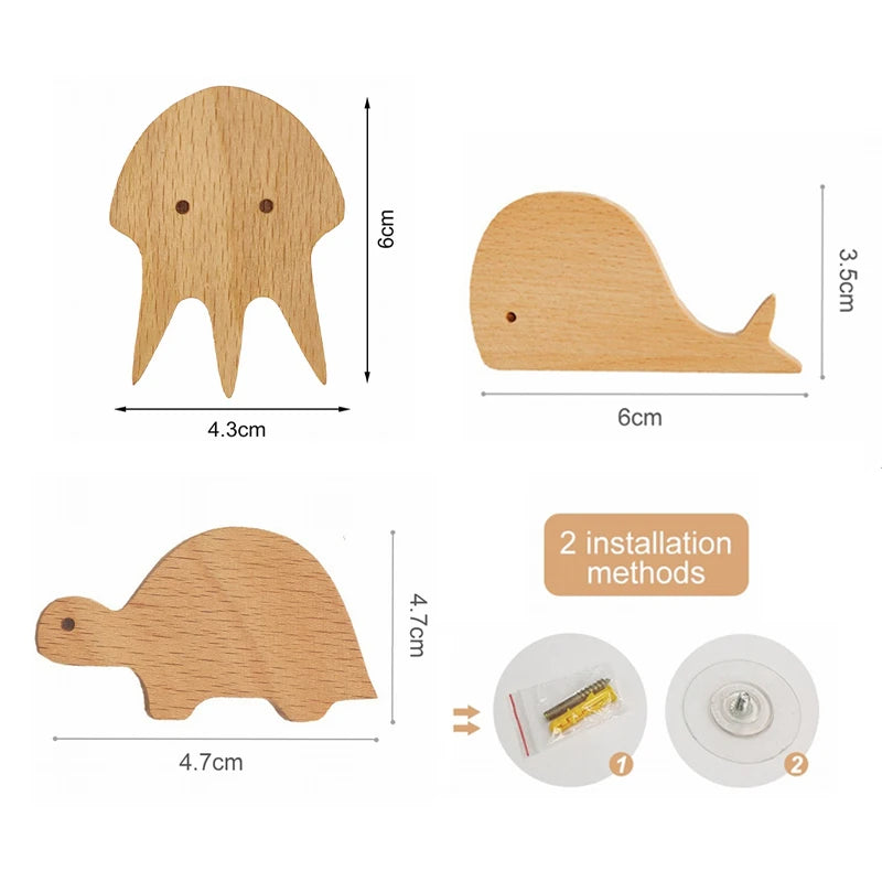 3pcs wood hooks organization wall holder clothes hanger keychain door hook bathroom kitchen accessories deco for home